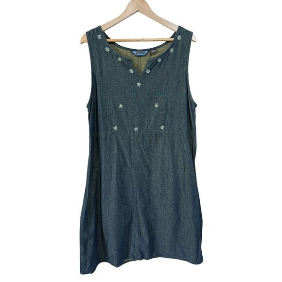 Shaver Lake Women's Demin Dress Y2K 90's Daisy Flowers Size Large - Picture 1 of 4